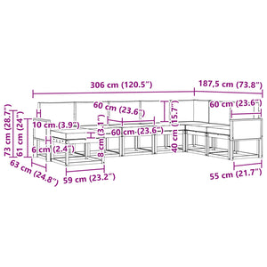 Σειρά Καναπέ Εξωτερικού με μαξιλάρι 8 pcs Φυσικό και Μπεζ - Pakobazaar