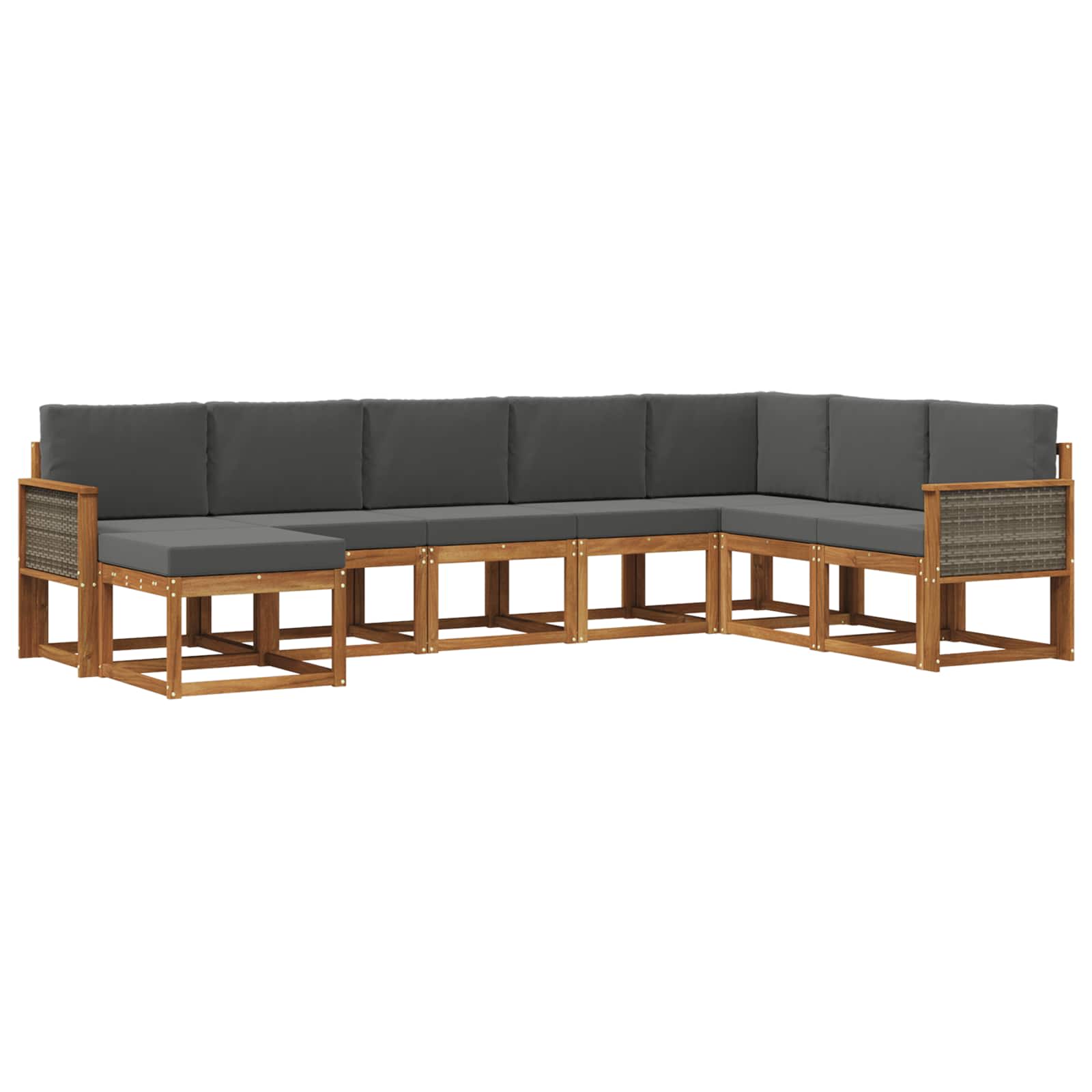 Σειρά Καναπέ Εξωτερικού με μαξιλάρι 8 pcs Φυσικό και Ανθρακί - Pakobazaar