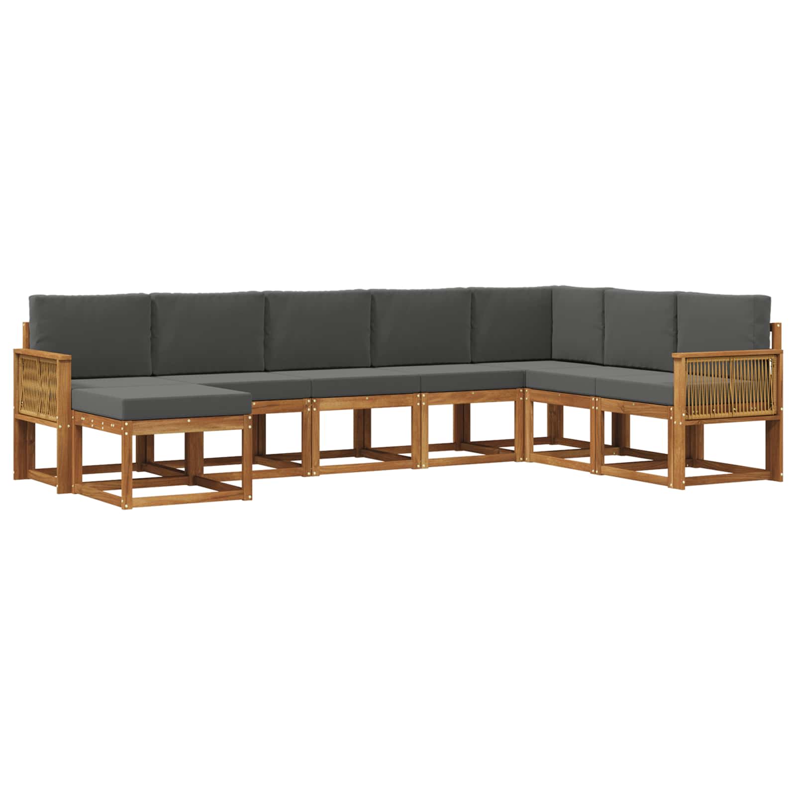 Σειρά Καναπέ Εξωτερικού με μαξιλάρι 8 pcs Φυσικό και Ανθρακί - Pakobazaar