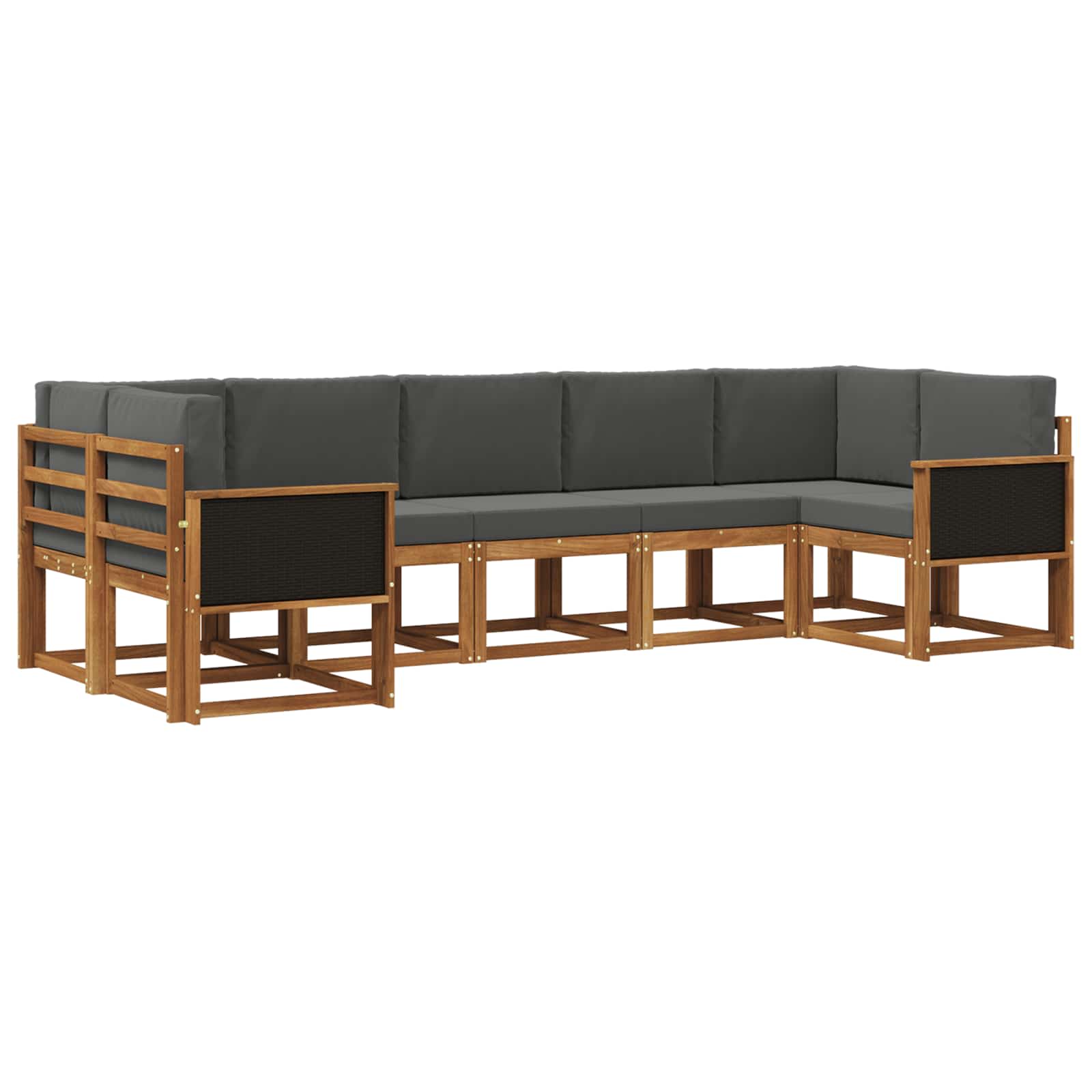 Σειρά Καναπέ Εξωτερικού με μαξιλάρι 7 pcs Φυσικό και Ανθρακί - Pakobazaar