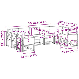 Σειρά Καναπέ Εξωτερικού με μαξιλάρι 9 pcs Φυσικό και Ανθρακί - Pakobazaar