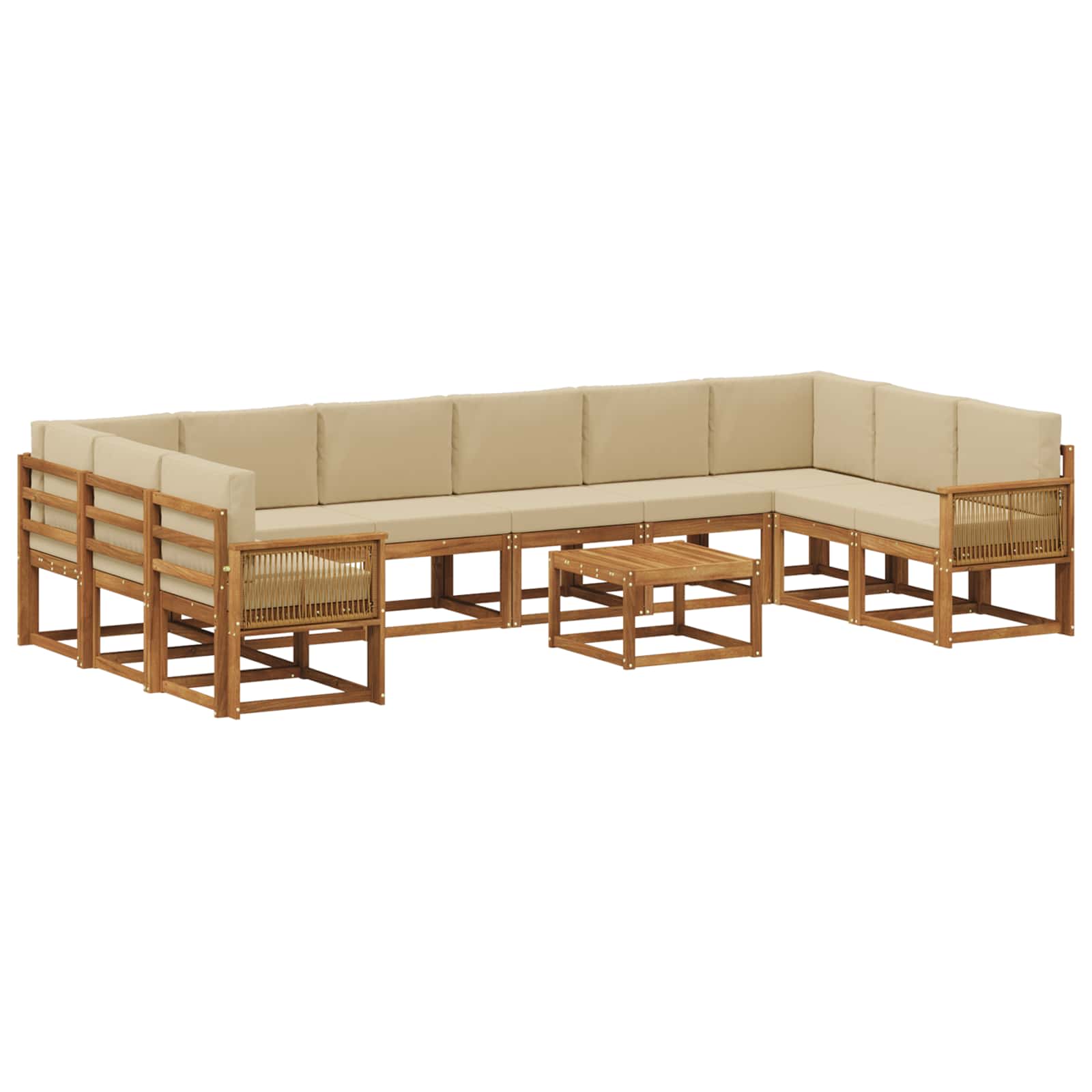 Σειρά Καναπέ Εξωτερικού με μαξιλάρι 11 pcs Φυσικό και Μπεζ - Pakobazaar