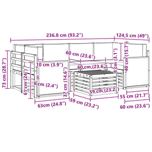 Σειρά Καναπέ Εξωτερικού 7 pcs Φυσικό και Ανοιχτό Γκρι - Pakobazaar