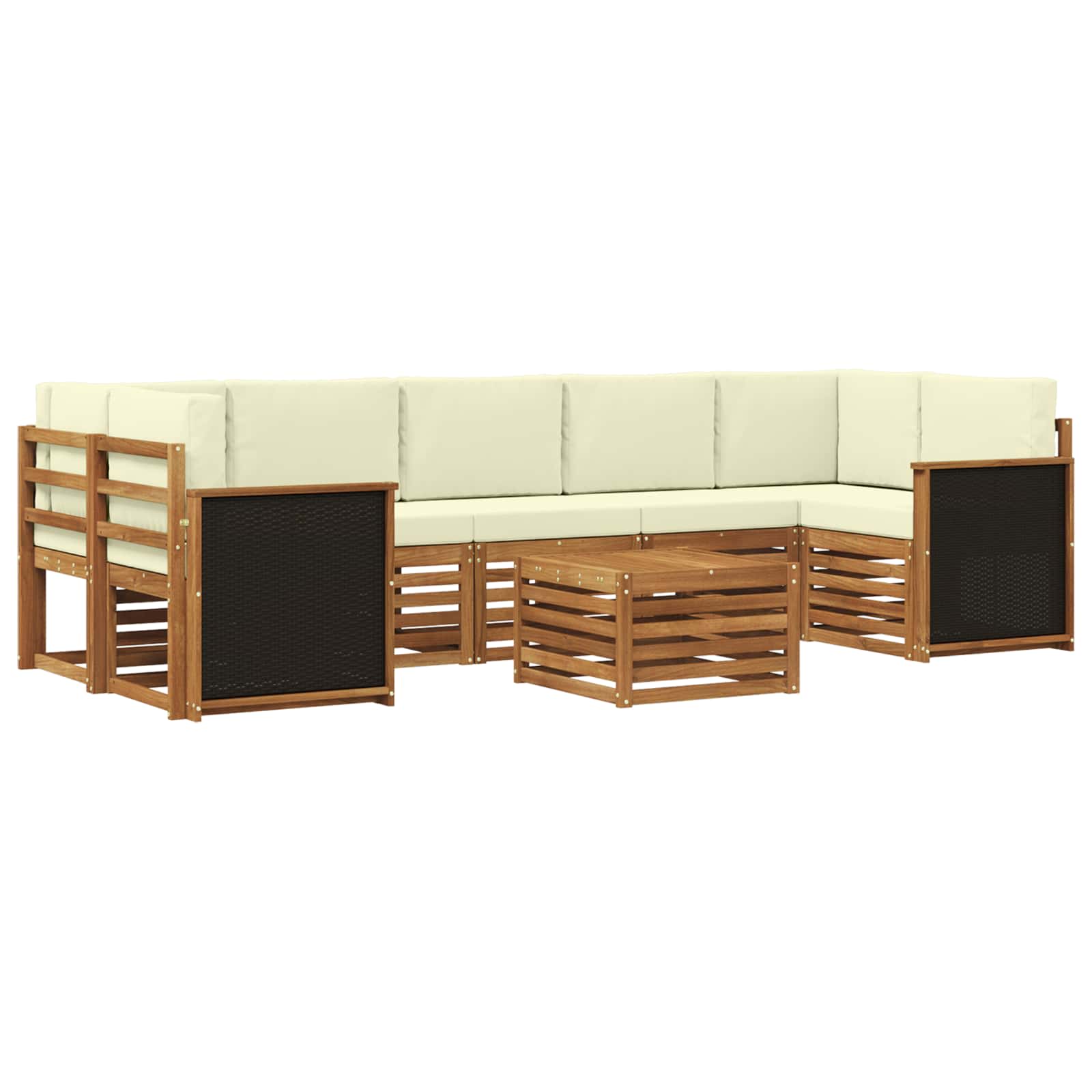 Σειρά Καναπέ Εξωτερικού με μαξιλάρι 8 pcs Φυσικό και Κρέμα - Pakobazaar