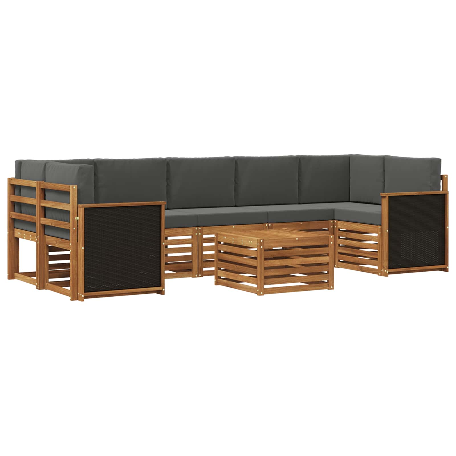 Σειρά Καναπέ Εξωτερικού με μαξιλάρι 8 pcs Φυσικό και Ανθρακί - Pakobazaar