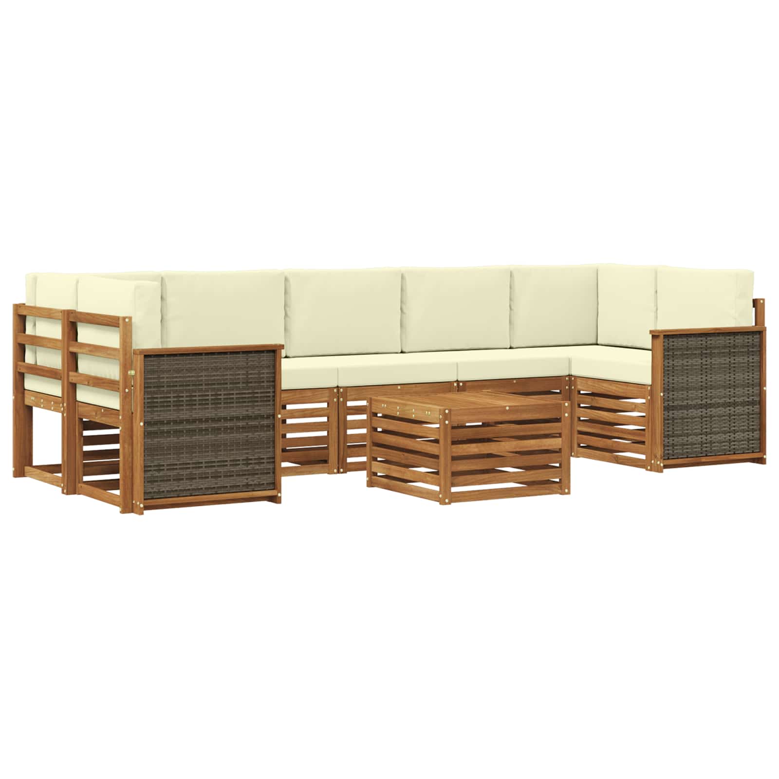 Σειρά Καναπέ Εξωτερικού με μαξιλάρι 8 pcs Φυσικό και Κρέμα - Pakobazaar
