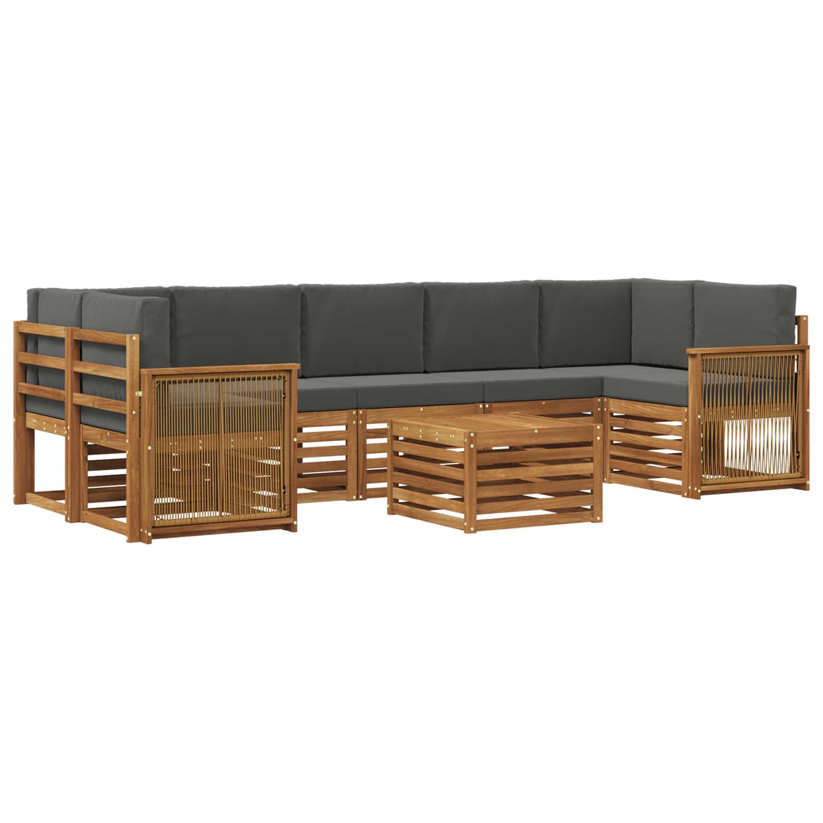 Σειρά Καναπέ Εξωτερικού με μαξιλάρι 8 pcs Φυσικό και Ανθρακί - Pakobazaar
