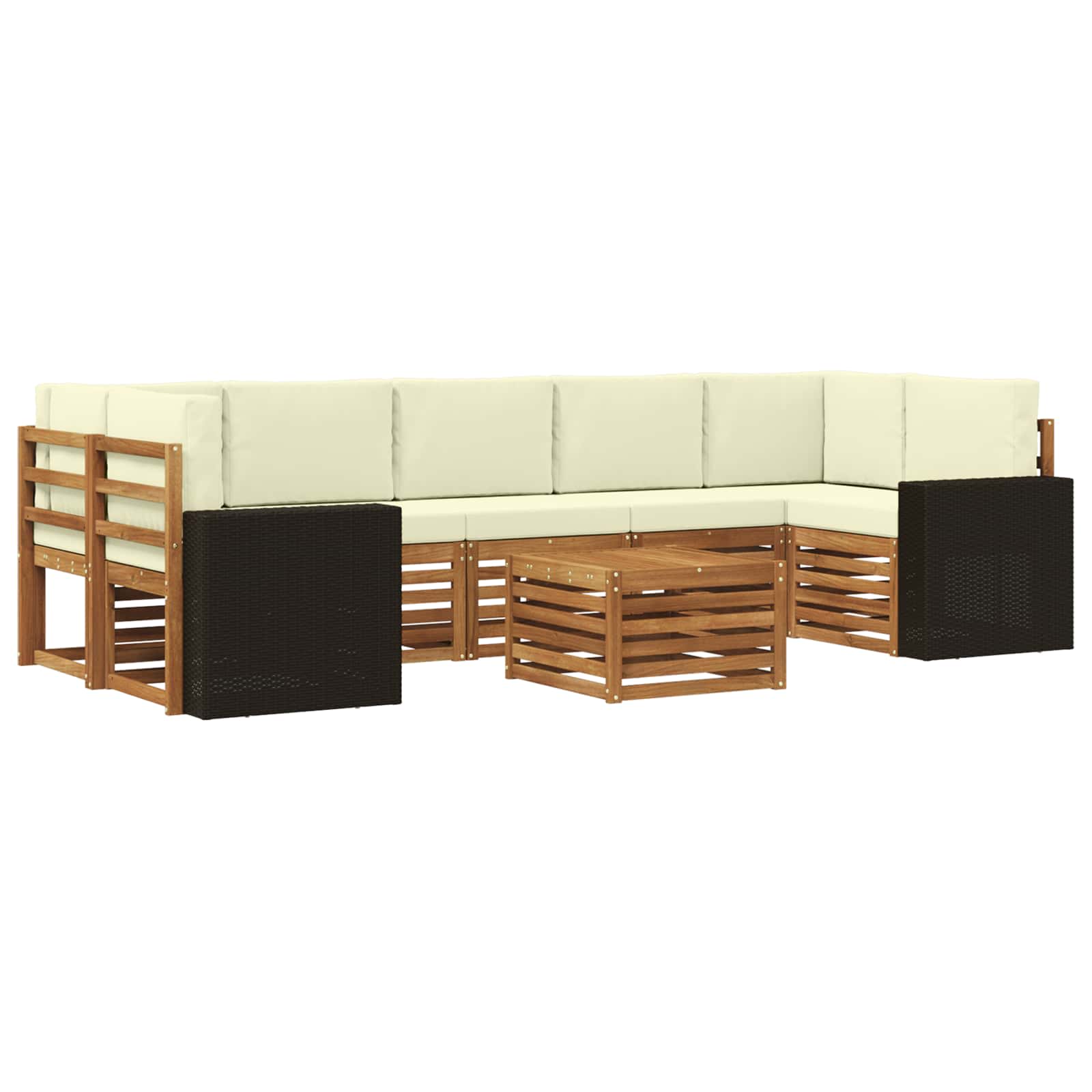 Σειρά Καναπέ Εξωτερικού με μαξιλάρι 8 pcs Φυσικό και Κρέμα - Pakobazaar