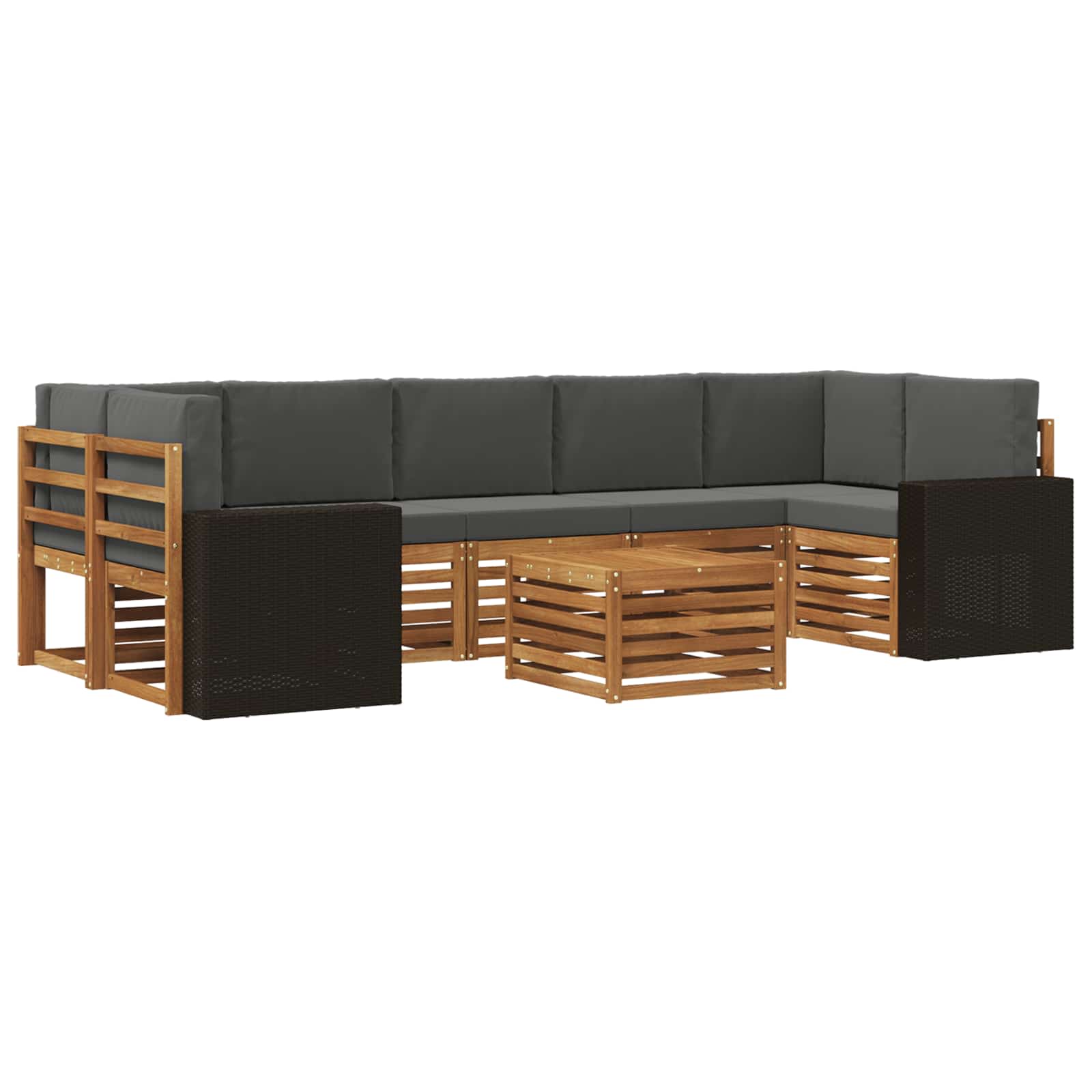 Σειρά Καναπέ Εξωτερικού με μαξιλάρι 8 pcs Φυσικό και Ανθρακί - Pakobazaar