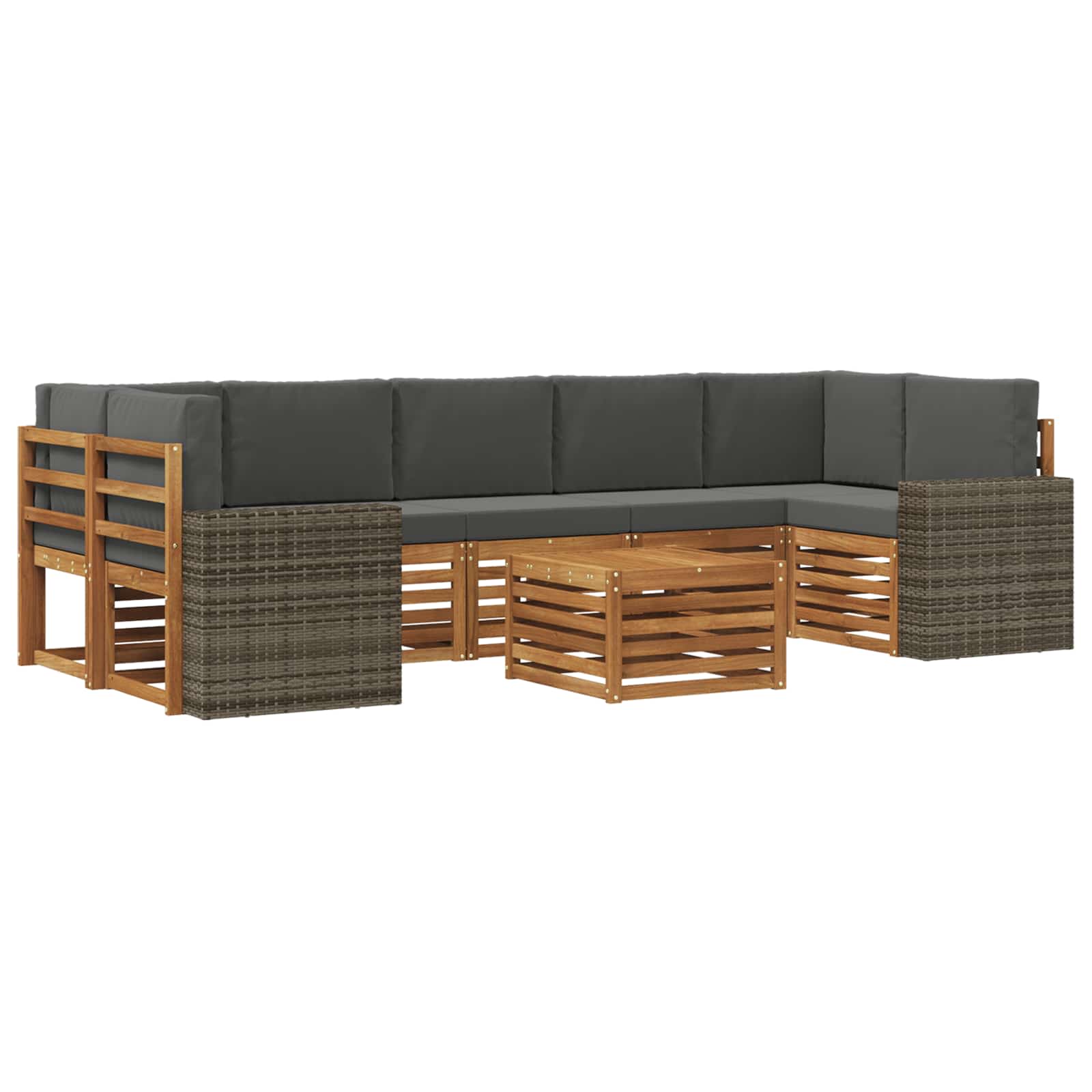 Σειρά Καναπέ Εξωτερικού με μαξιλάρι 8 pcs Φυσικό και Ανθρακί - Pakobazaar