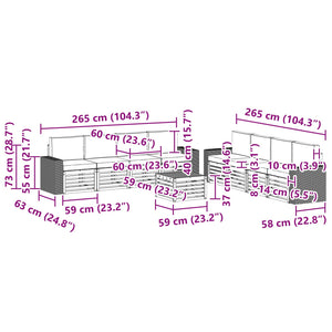 Σετ Καναπέ με μαξιλάρι 9 pcs Στερεό Ξύλο Ακακίας - Pakobazaar