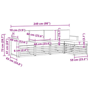 Σειρά Καναπέ Εξωτερικού με μαξιλάρι 5 pcs Φυσικό και Ανθρακί - Pakobazaar