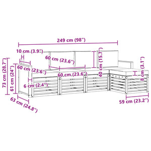 Σειρά Καναπέ Εξωτερικού 5 pcs Φυσικό και Ανοιχτό Γκρι - Pakobazaar
