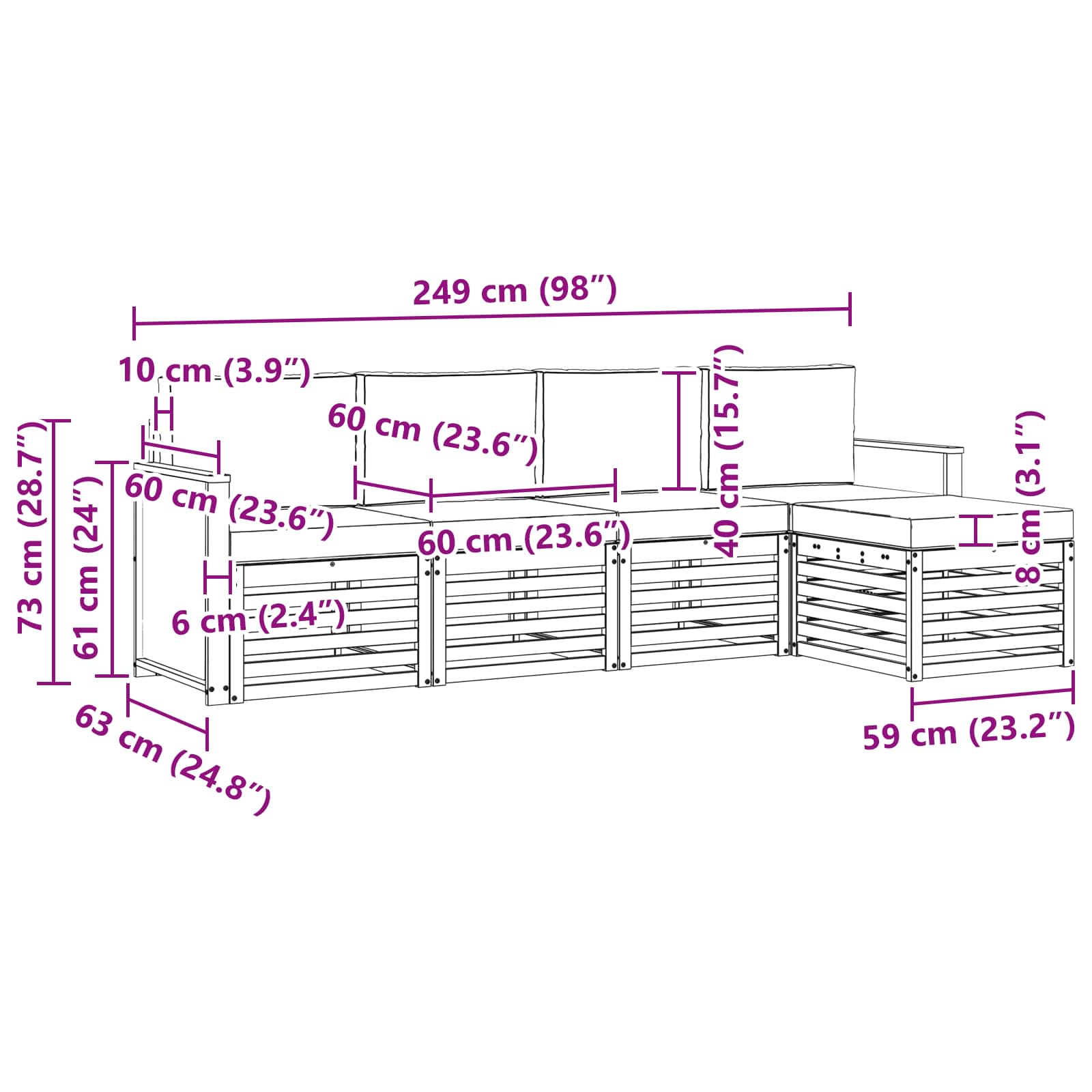 Σειρά Καναπέ Εξωτερικού με μαξιλάρι 5 pcs Φυσικό και Κρέμα - Pakobazaar