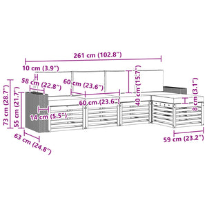 Σειρά Καναπέ Εξωτερικού με μαξιλάρι 5 pcs Φυσικό και Μπεζ - Pakobazaar