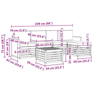 Σειρά Καναπέ Εξωτερικού με μαξιλάρι 6 pcs Φυσικό και Μπεζ - Pakobazaar