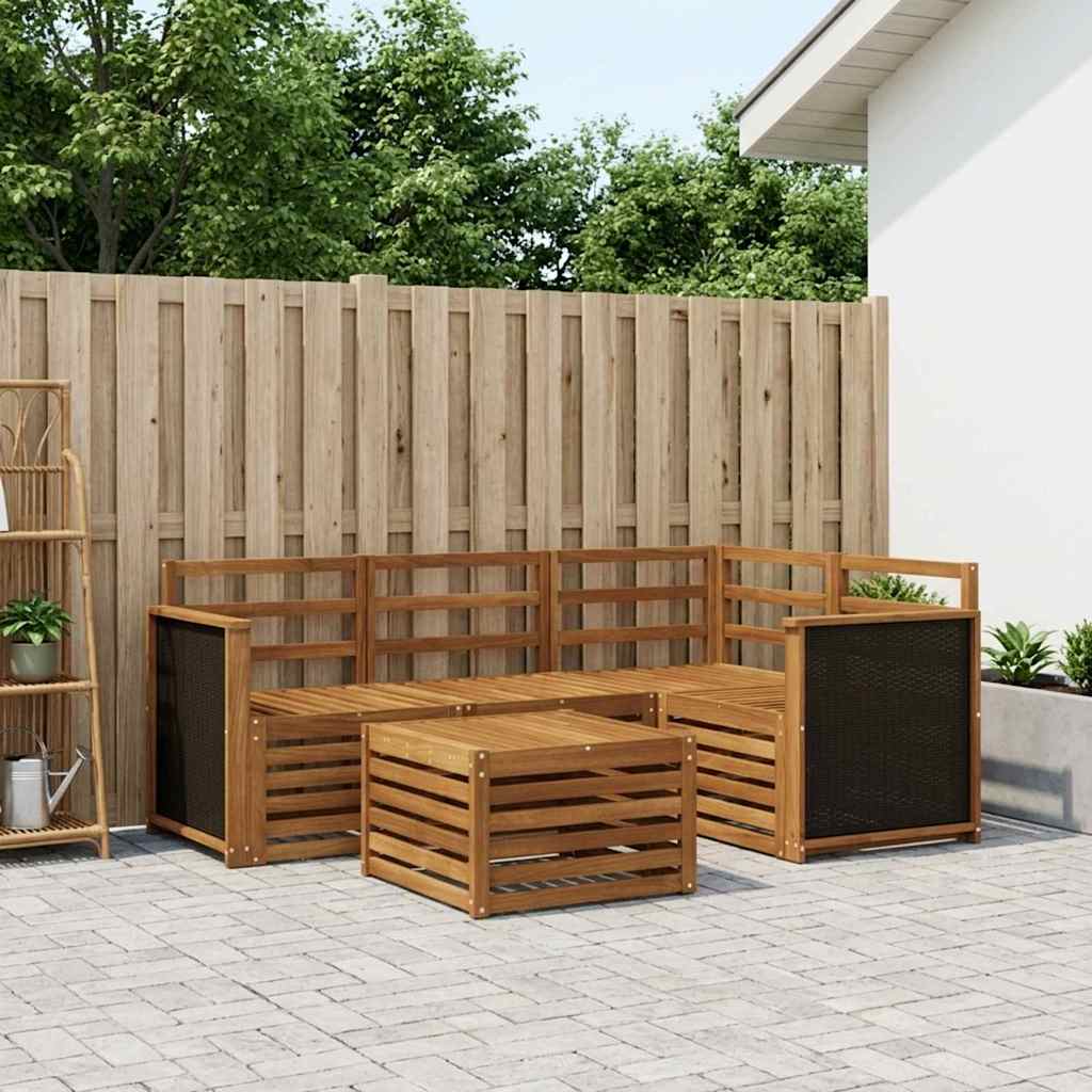 Σειρά Καναπέ Εξωτερικού 5 pcs Φυσικό 59 x 59 x 37 εκ - Pakobazaar