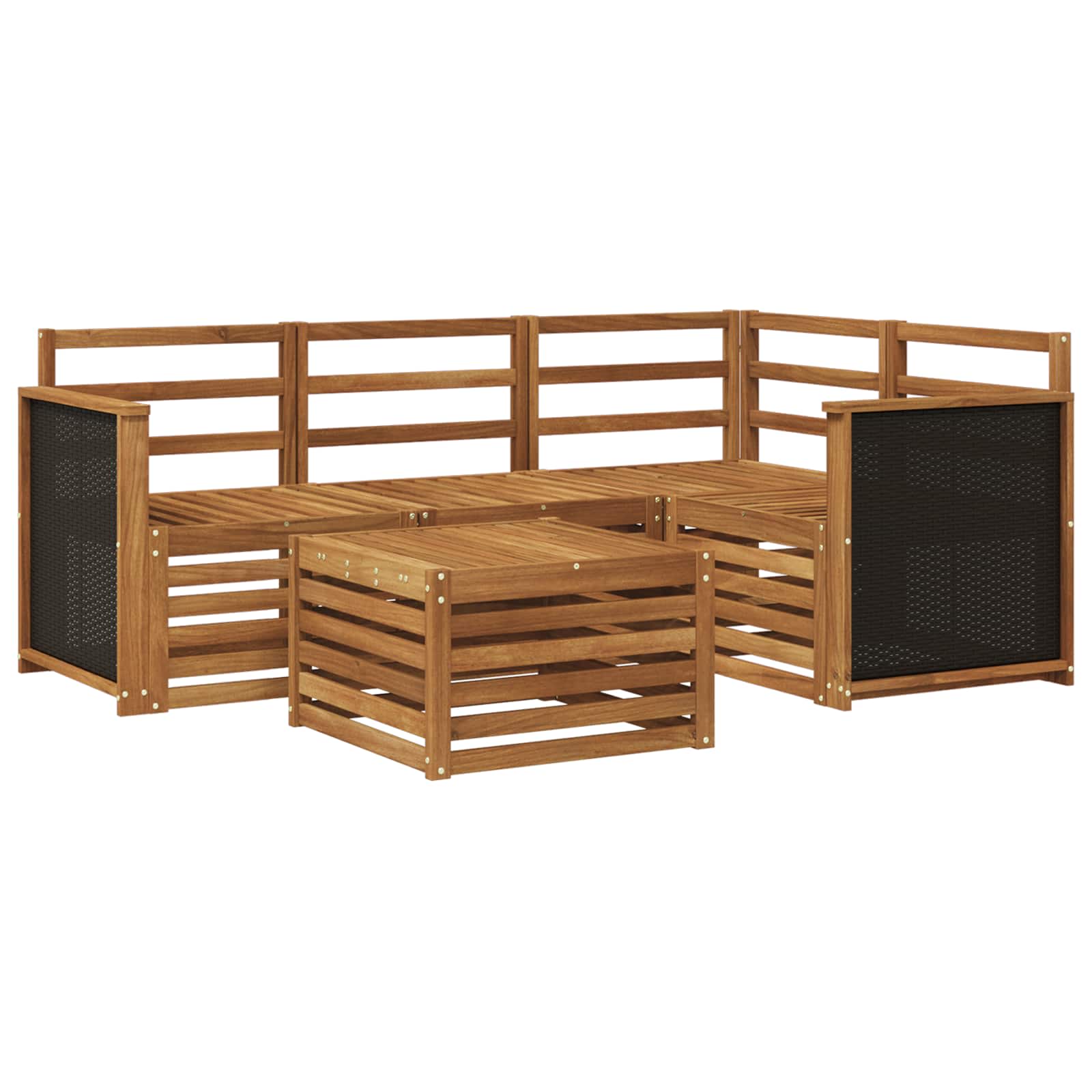 Σειρά Καναπέ Εξωτερικού 5 pcs Φυσικό 59 x 59 x 37 εκ - Pakobazaar