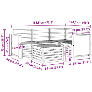 Σειρά Καναπέ Εξωτερικού 5 pcs Φυσικό 59 x 59 x 37 εκ - Pakobazaar