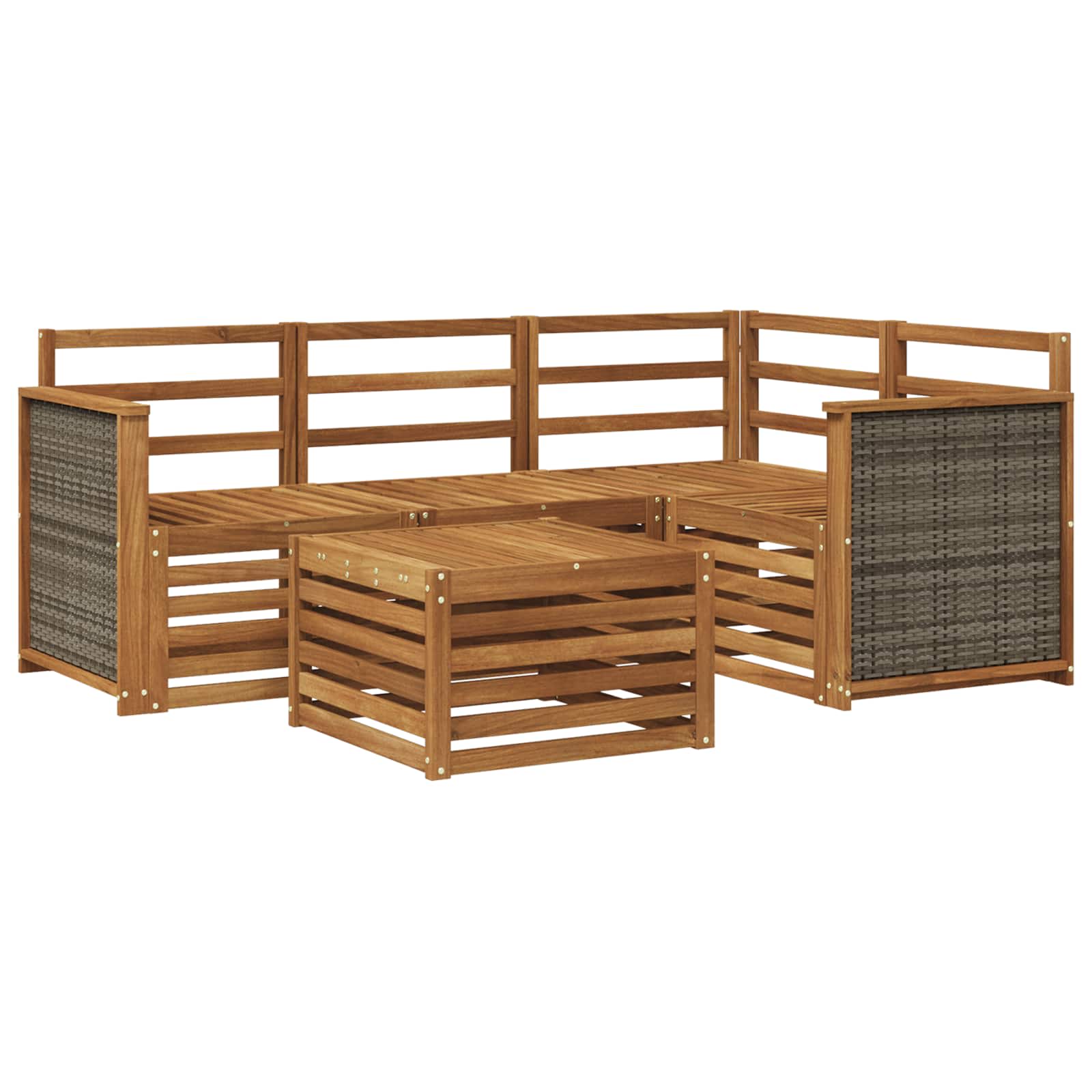 Σειρά Καναπέ Εξωτερικού 5 pcs Φυσικό 59 x 59 x 37 εκ - Pakobazaar