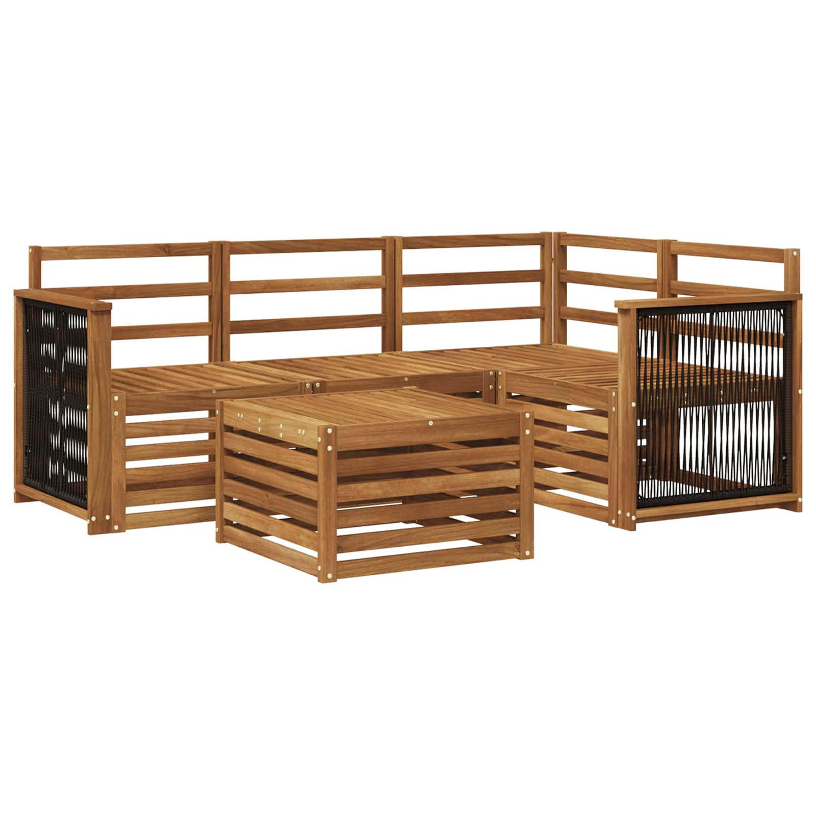 Σειρά Καναπέ Εξωτερικού 5 pcs Φυσικό 59 x 59 x 37 εκ - Pakobazaar