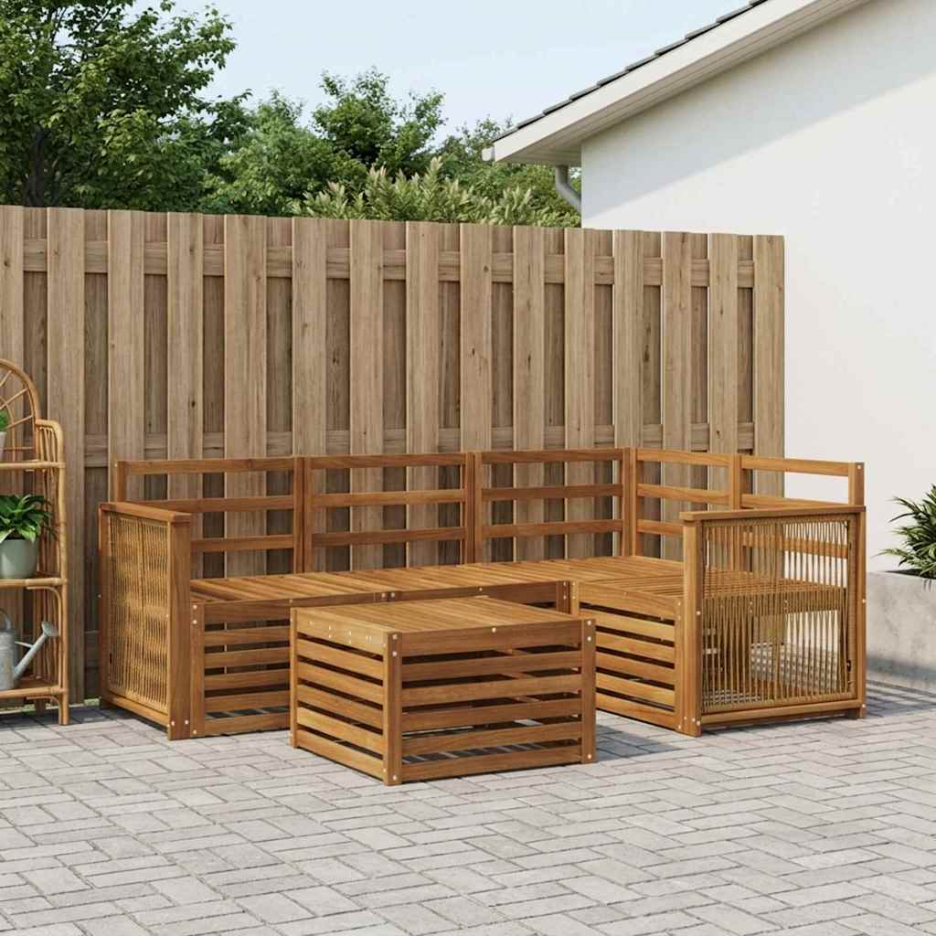 Σειρά Καναπέ Εξωτερικού 5 pcs Φυσικό 59 x 59 x 37 εκ - Pakobazaar
