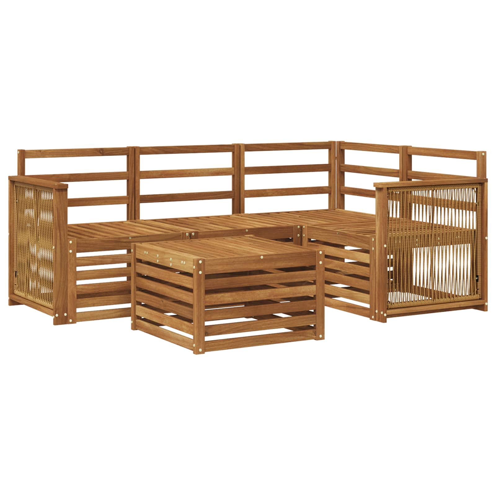 Σειρά Καναπέ Εξωτερικού 5 pcs Φυσικό 59 x 59 x 37 εκ - Pakobazaar