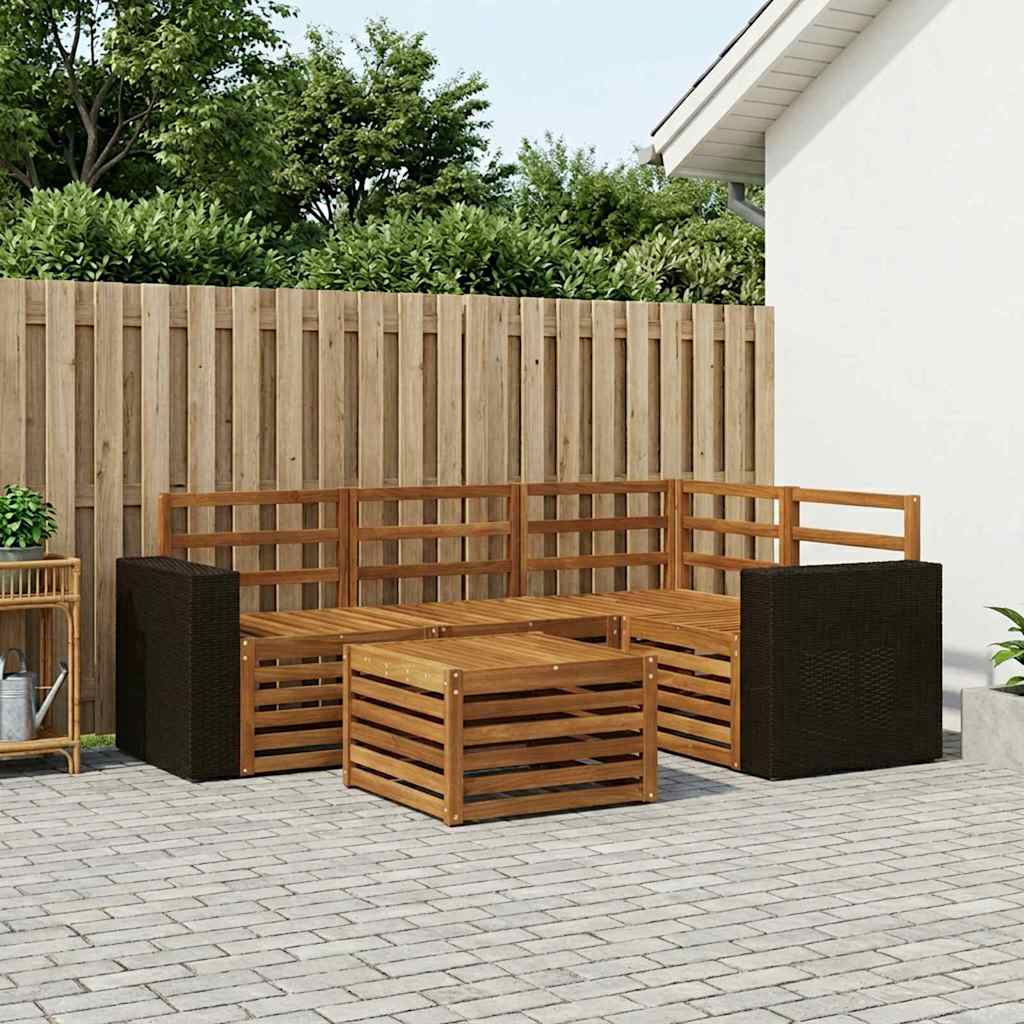 Σειρά Καναπέ Εξωτερικού 5 pcs Φυσικό 59 x 59 x 37 εκ - Pakobazaar