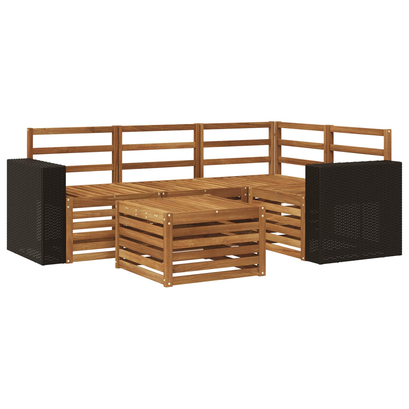 Σειρά Καναπέ Εξωτερικού 5 pcs Φυσικό 59 x 59 x 37 εκ - Pakobazaar