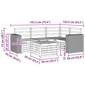 Σειρά Καναπέ Εξωτερικού 5 pcs Φυσικό 59 x 59 x 37 εκ - Pakobazaar