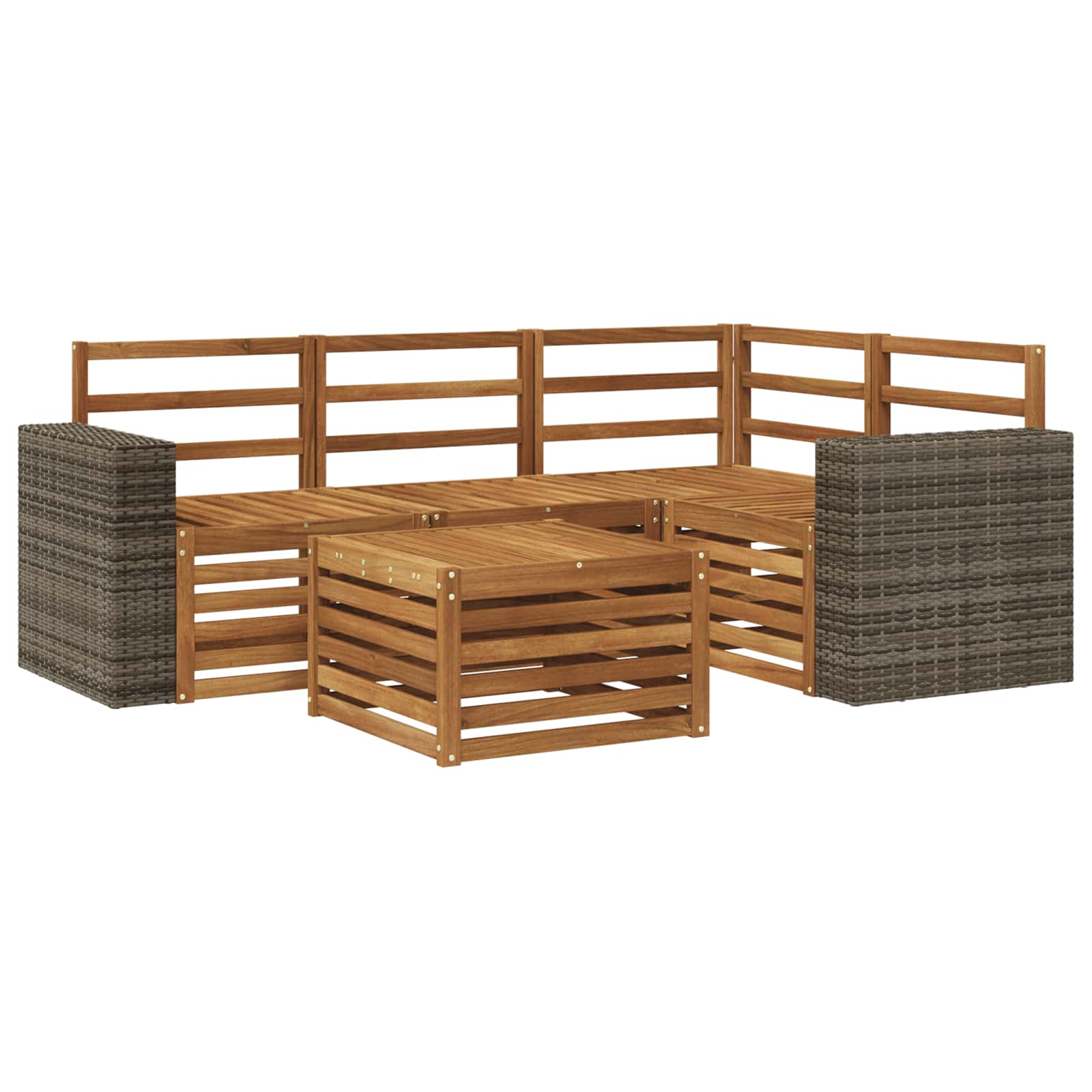 Σειρά Καναπέ Εξωτερικού 5 pcs Φυσικό 59 x 59 x 37 εκ - Pakobazaar