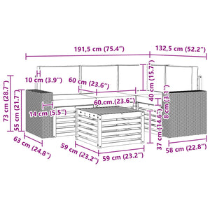 Σειρά Καναπέ Εξωτερικού 5 pcs Φυσικό και Κρέμα 59 x 59 x 37 εκ - Pakobazaar