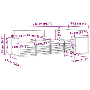 Σαλονάκι Γωνιακού Καναπέ με μαξιλάρι 4 pcs Φυσικό - Pakobazaar