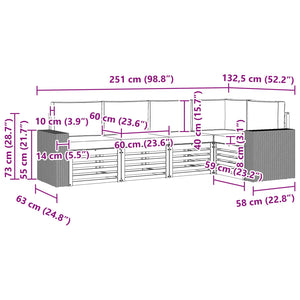 Σαλονάκι Γωνιακού Καναπέ με μαξιλάρι 5 pcs Φυσικό και Κρέμα - Pakobazaar