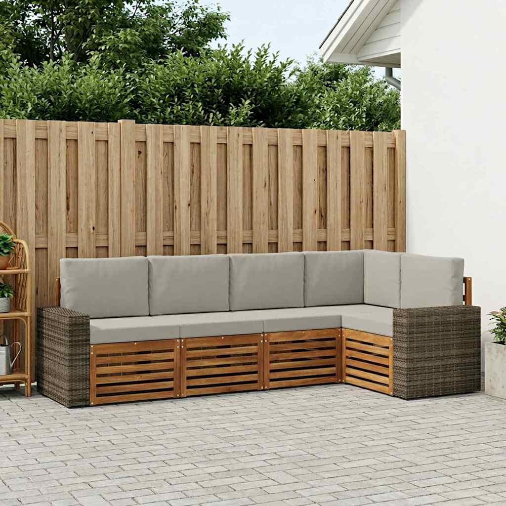 Σαλονάκι Γωνιακού Καναπέ 5 pcs Φυσικό και Ανοιχτό Γκρι - Pakobazaar