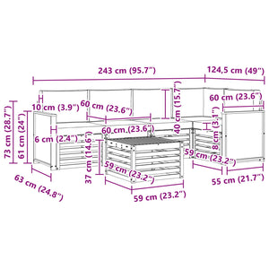 Σαλονάκι Γωνιακού Καναπέ με μαξιλάρι 5 pcs Φυσικό και Κρέμα - Pakobazaar