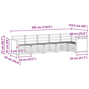 Σαλονάκι Γωνιακού Καναπέ 5 pcs Φυσικό Στερεό Ξύλο Ακακίας - Pakobazaar