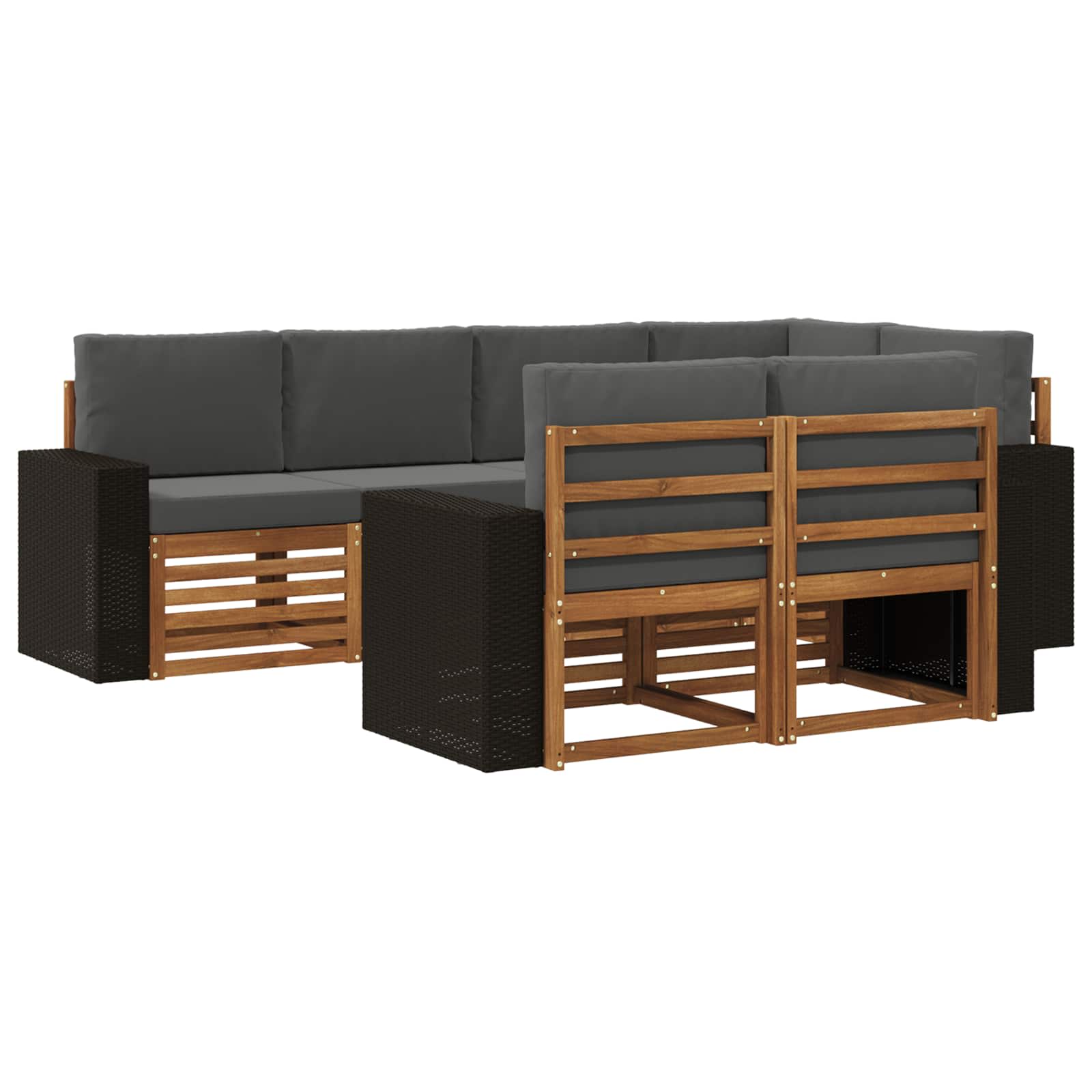 Σαλονάκι Γωνιακού Καναπέ με μαξιλάρι 7 pcs Φυσικό και Ανθρακί - Pakobazaar