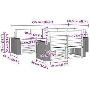 Σαλονάκι Γωνιακού Καναπέ με μαξιλάρι 7 pcs Φυσικό και Μπεζ - Pakobazaar