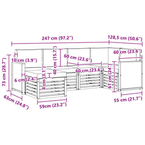 Σαλονάκι Γωνιακού Καναπέ με μαξιλάρι 5 pcs Φυσικό και Ανθρακί - Pakobazaar