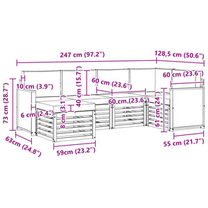 Σαλονάκι Γωνιακού Καναπέ με μαξιλάρι 5 pcs Φυσικό και Κρέμα - Pakobazaar