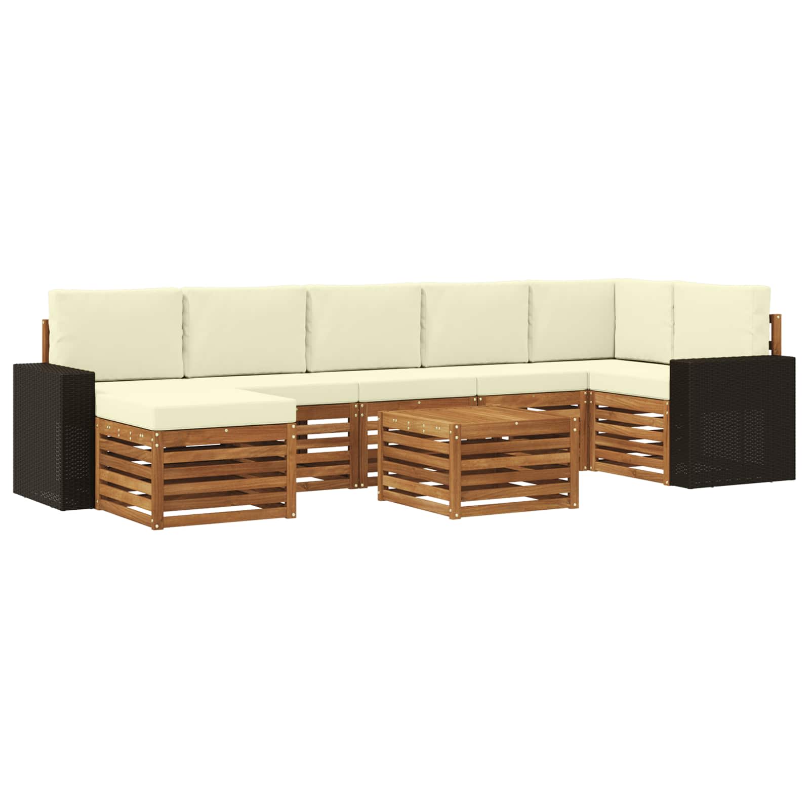 Σειρά Καναπέ Εξωτερικού με μαξιλάρι 8 pcs Φυσικό και Κρέμα - Pakobazaar