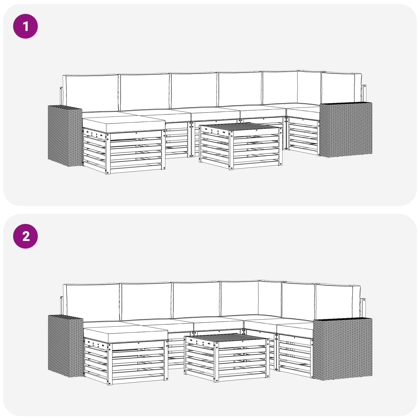 Σειρά Καναπέ Εξωτερικού με μαξιλάρι 8 pcs Φυσικό και Κρέμα - Pakobazaar