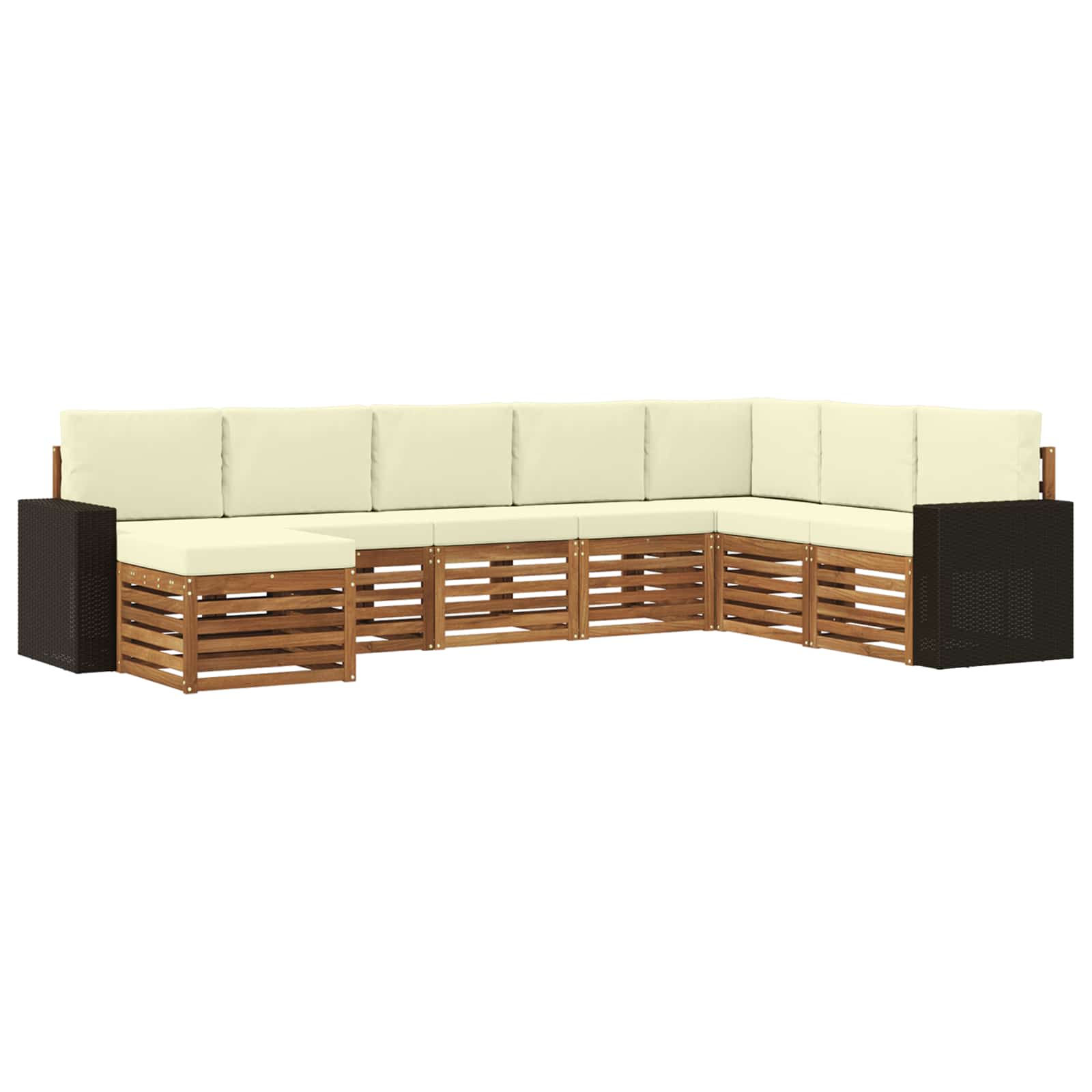 Σειρά Καναπέ Εξωτερικού με μαξιλάρι 8 pcs Φυσικό και Κρέμα - Pakobazaar