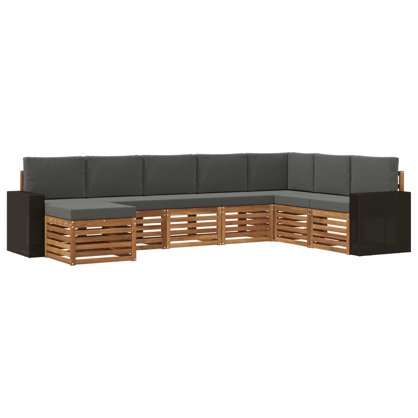 Σειρά Καναπέ Εξωτερικού με μαξιλάρι 8 pcs Φυσικό και Ανθρακί - Pakobazaar