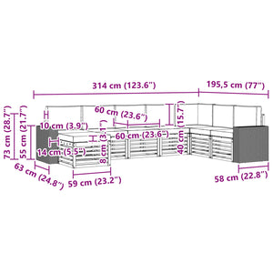 Σειρά Καναπέ Εξωτερικού με μαξιλάρι 8 pcs Φυσικό και Μπεζ - Pakobazaar