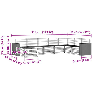 Σειρά Καναπέ Εξωτερικού 8 pcs Φυσικό Στερεό Ξύλο Ακακίας - Pakobazaar