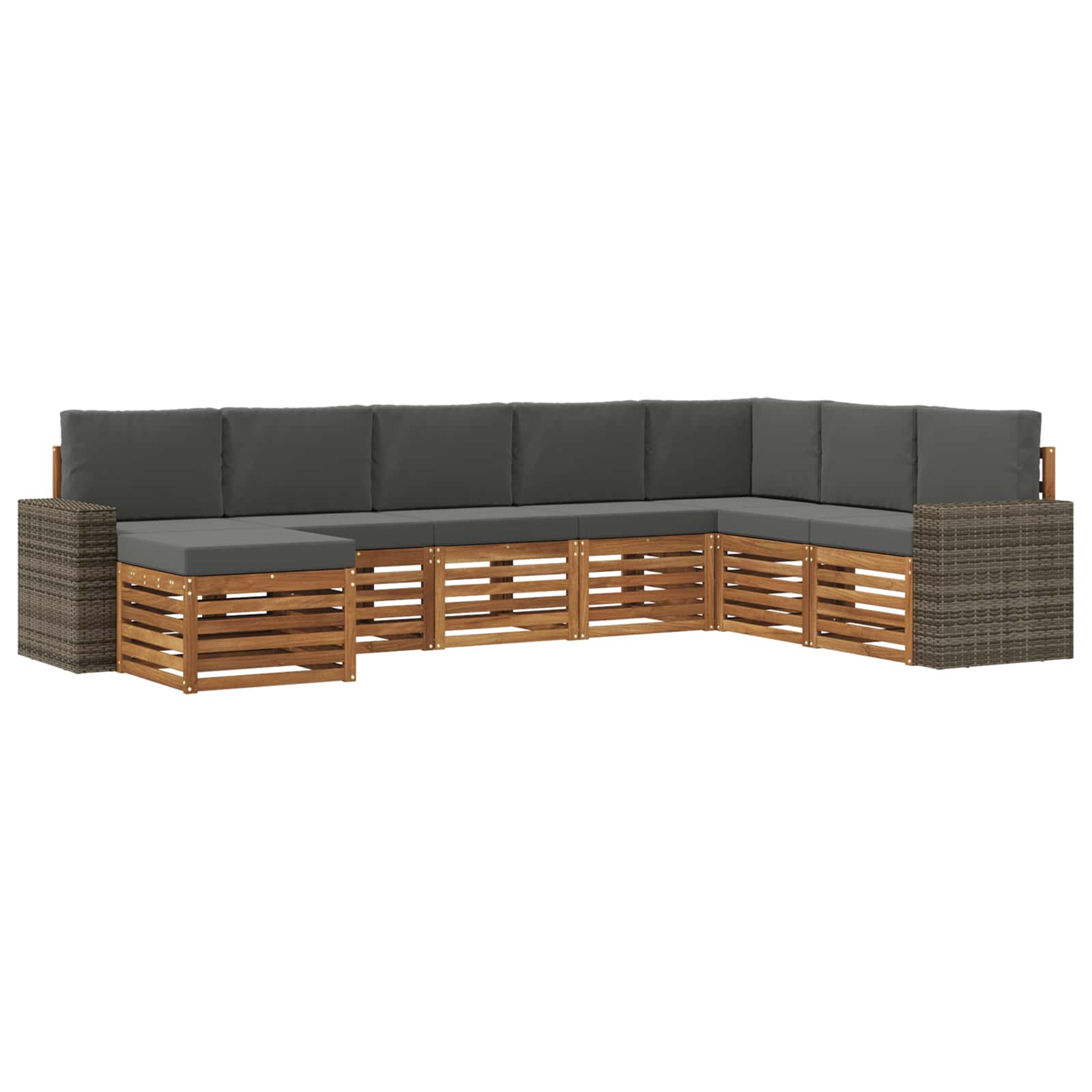 Σειρά Καναπέ Εξωτερικού με μαξιλάρι 8 pcs Φυσικό και Ανθρακί - Pakobazaar