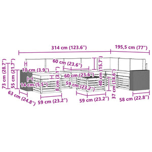 Σειρά Καναπέ Εξωτερικού με μαξιλάρι 9 pcs Φυσικό και Ανθρακί - Pakobazaar