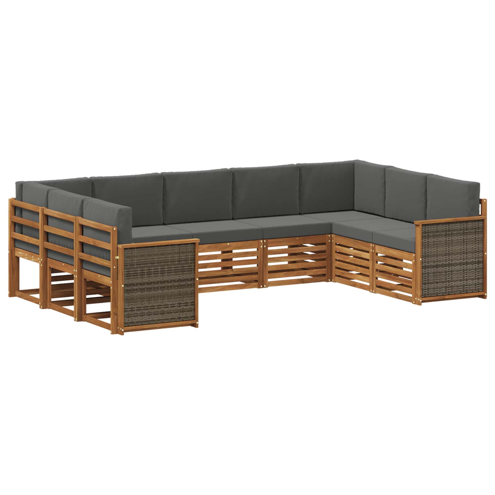 Σαλονάκι Γωνιακού Καναπέ με μαξιλάρι 7 pcs Φυσικό και Ανθρακί - Pakobazaar